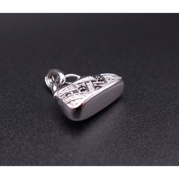 Mirabelle 18kt White Gold Diamond and Sapphire Purse Charm Pendant with Enhancer - Picture 5 of 12